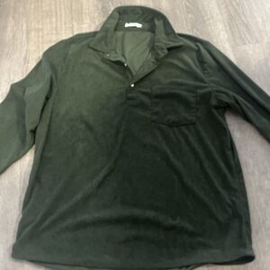 Zaful Olive Green Men’s Corduroy Polo long sleeve Size L